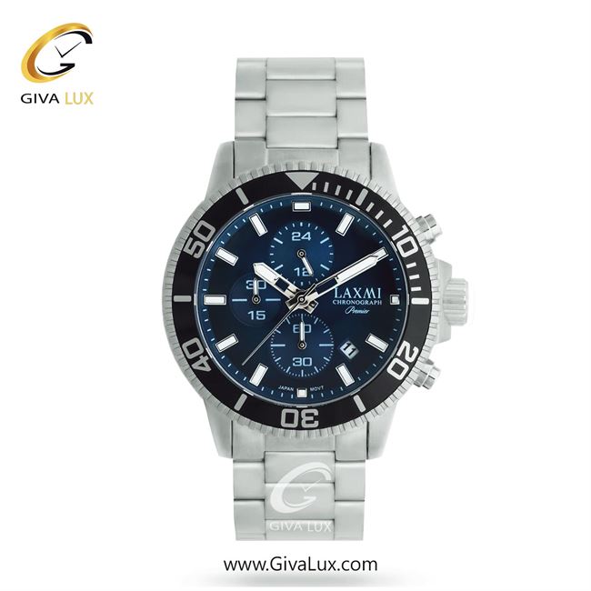 ساعت مچی اورجینال مردانه لاکسمی سه موتوره کرنوگراف نقره ای-مشکی | نقره ای| سرمه ای| کد رفرنس 1-8197