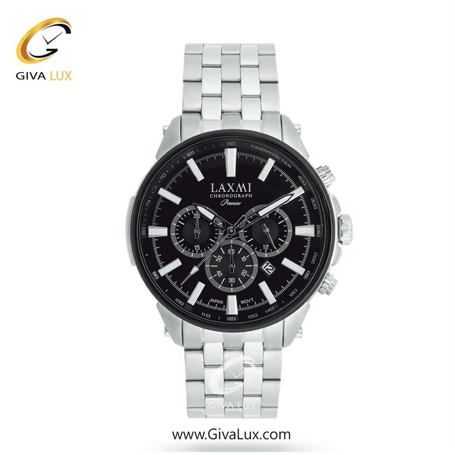 ساعت مچی اورجینال مردانه لاکسمی سه موتوره کرنوگراف نقره ای-مشکی | نقره ای| مشکی| کد رفرنس 4-8199