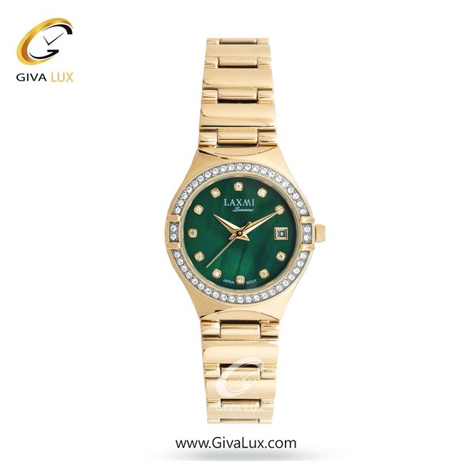 ساعت مچی اورجینال زنانه لاکسمی طلایی | طلایی| سبز یشمی تیره| کد رفرنس 2-8200