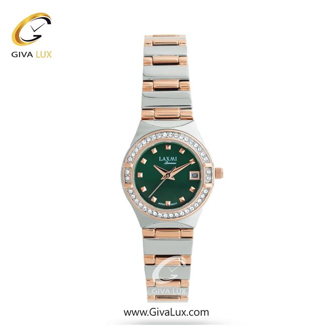 ساعت مچی اورجینال زنانه لاکسمی رزگلد-نقره ای | نقره ای-رزگلد| سبز یشمی تیره| کد رفرنس 2-8201