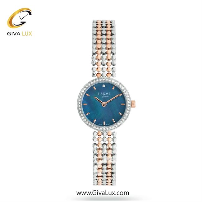 ساعت مچی اورجینال زنانه لاکسمی نقره ای | نقره ای-رزگلد| آبی| کد رفرنس 5-8202