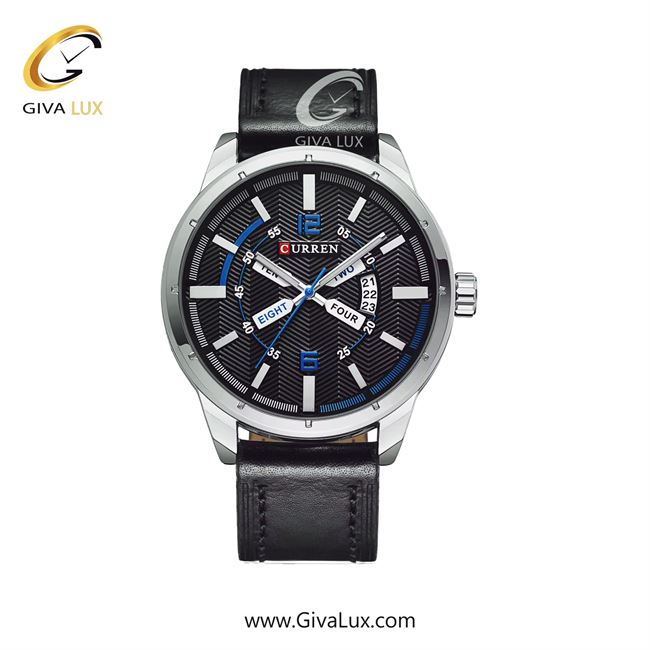 ساعت مچی اورجینال مردانه کارن (کورن) curren نقره ای | مشکی| مشکی| کد رفرنس 8211 S/BL