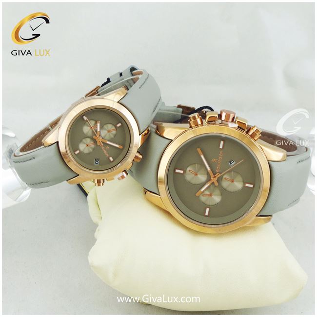 ست ساعت مچی طرح سه موتوره رومانسون بند چرمی طوسی