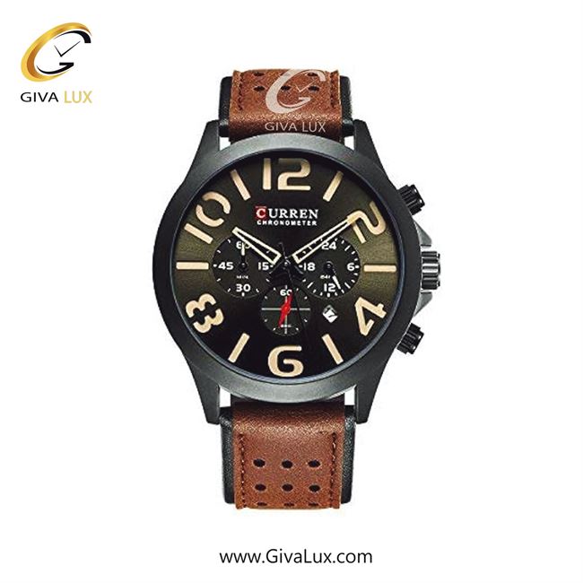 ساعت مچی اورجینال مردانه کارن (کورن) curren سه موتوره کرنوگراف مشکی | قهوه ای| مشکی| کد رفرنس 8244BK