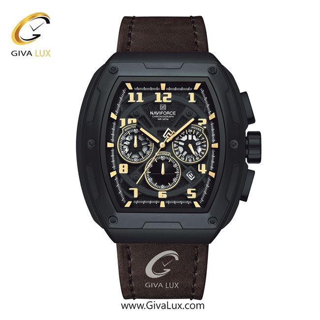 ساعت مچی اورجینال مردانه ناوی فورس|Naviforce|نوی فورس|نیوی فورس سه موتوره کرنوگراف مشکی | قهوه ای| مشکی| کد رفرنس NF8053 B/Y/D.BN