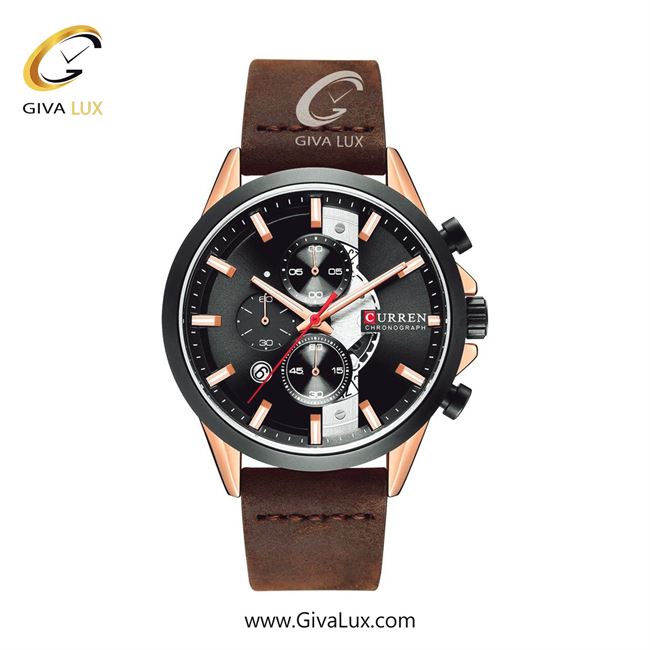 ساعت مچی اورجینال مردانه کارن (کورن) curren سه موتوره کرنوگراف مشکی | قهوه ای| مشکی| کد رفرنس 8325 BR/G