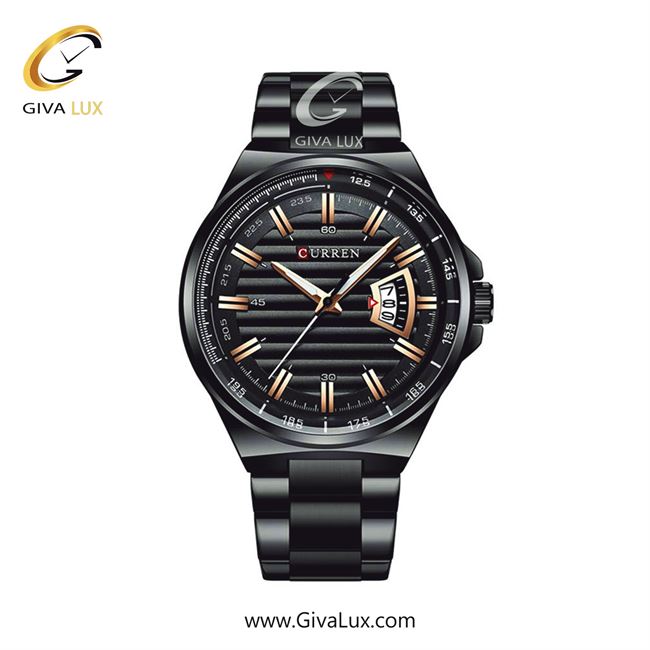 ساعت مچی اورجینال مردانه کارن (کورن) curren مشکی | مشکی| مشکی-رزگلد| کد رفرنس 8375BKRS