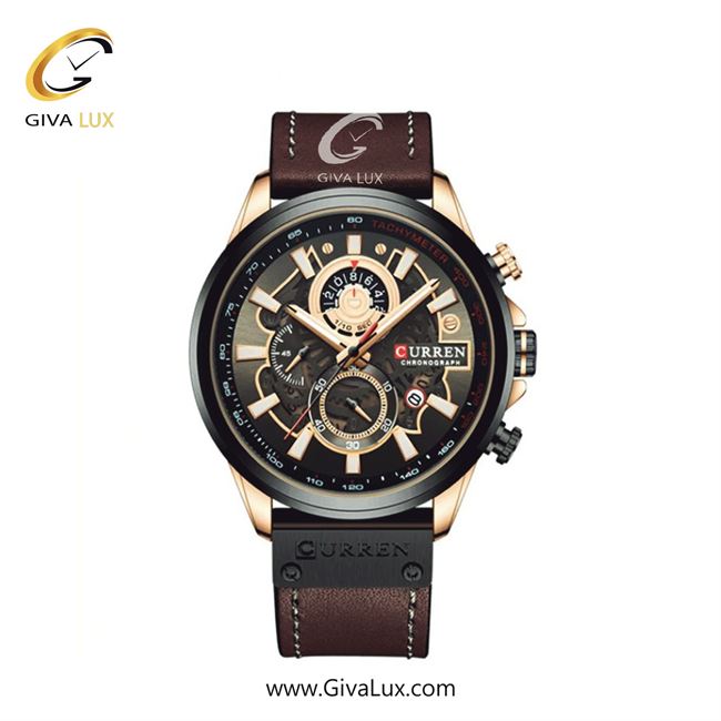 ساعت مچی اورجینال مردانه کارن (کورن) curren سه موتوره کرنوگراف مشکی-طلایی | قهوه ای| طلایی-زیتونی-مشکی| کد رفرنس 8380 BN/G/B