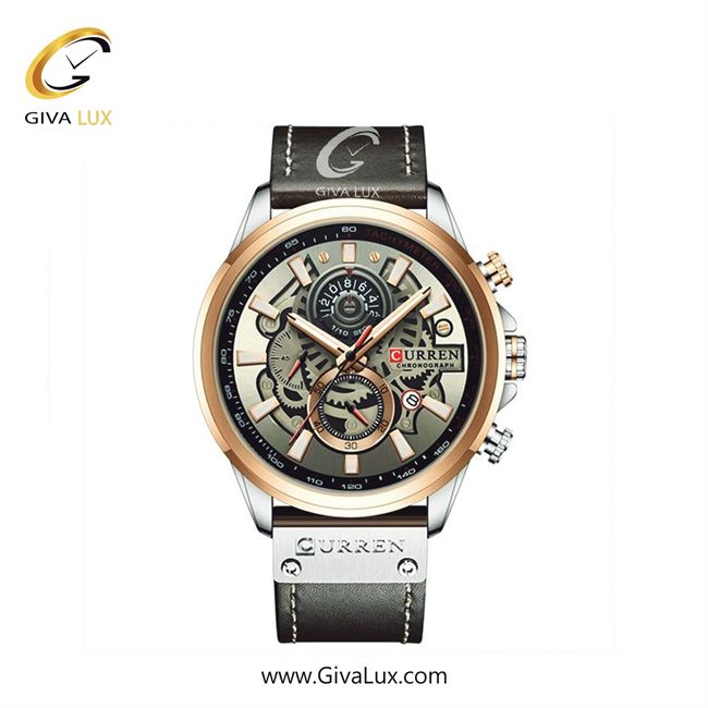 ساعت مچی اورجینال مردانه کارن (کورن) curren سه موتوره کرنوگراف نقره ای-طلایی-مشکی | مشکی| طلایی-زیتونی| کد رفرنس 8380 S/G/B