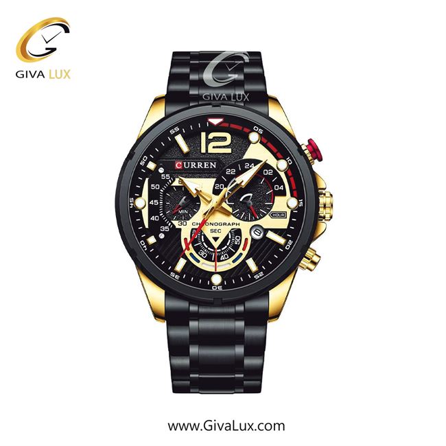 ساعت مچی اورجینال مردانه کارن (کورن) curren سه موتوره کرنوگراف مشکی-طلایی | مشکی| طلایی-مشکی| کد رفرنس 8395BKGD