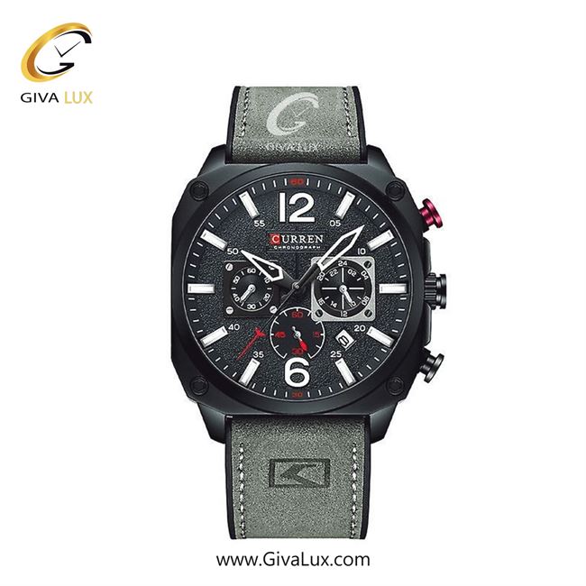 ساعت مچی اورجینال مردانه کارن (کورن) curren سه موتوره کرنوگراف مشکی | طوسی| مشکی| کد رفرنس 8398 GY/B