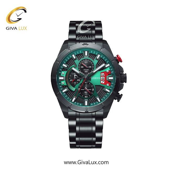 ساعت مچی اورجینال مردانه کارن (کورن) curren سه موتوره کرنوگراف مشکی | مشکی| سبز-مشکی| کد رفرنس 8401BKGN