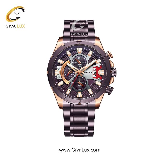 ساعت مچی اورجینال مردانه کارن (کورن) curren سه موتوره کرنوگراف رزگلد | قهوه ای| قهوه ای| کد رفرنس 8401BNRS