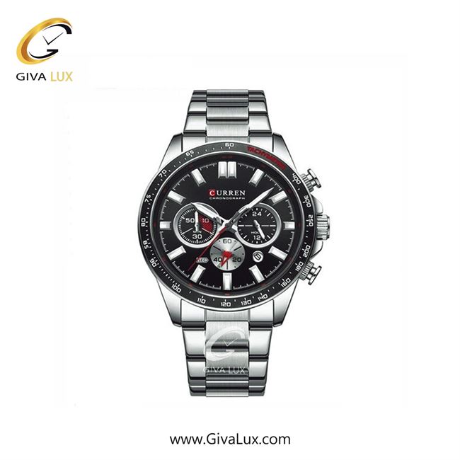 ساعت مچی اورجینال مردانه کارن (کورن) curren سه موتوره کرنوگراف نقره ای-مشکی | نقره ای| مشکی-نقره ای| کد رفرنس 8414 S/B