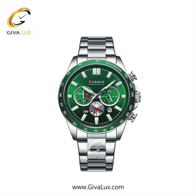 ساعت مچی اورجینال مردانه کارن (کورن) curren سه موتوره کرنوگراف نقره ای-سبز | نقره ای| نقره ای-سبز| کد رفرنس 8414 S/GN