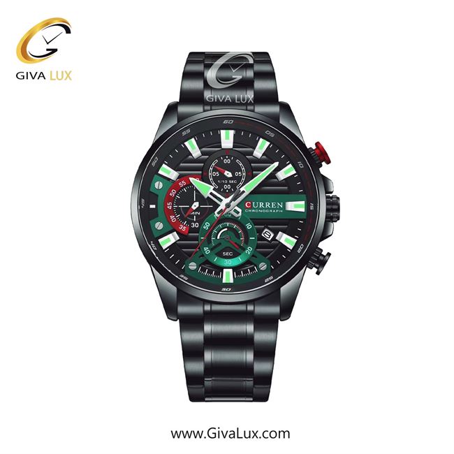 ساعت مچی اورجینال مردانه کارن (کورن) curren سه موتوره کرنوگراف مشکی-آبی | مشکی| سبز-مشکی| کد رفرنس 8415BKGN