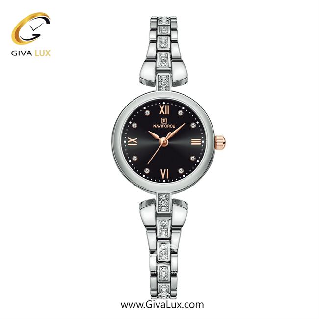 ساعت مچی اورجینال زنانه ناوی فورس|Naviforce|نوی فورس|نیوی فورس نقره ای | نقره ای| مشکی| کد رفرنس NF5034-S/B