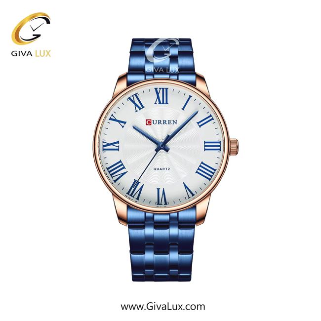 ساعت مچی اورجینال مردانه کارن (کورن) curren رزگلد | آبی| نقره ای| کد رفرنس 8422BURS