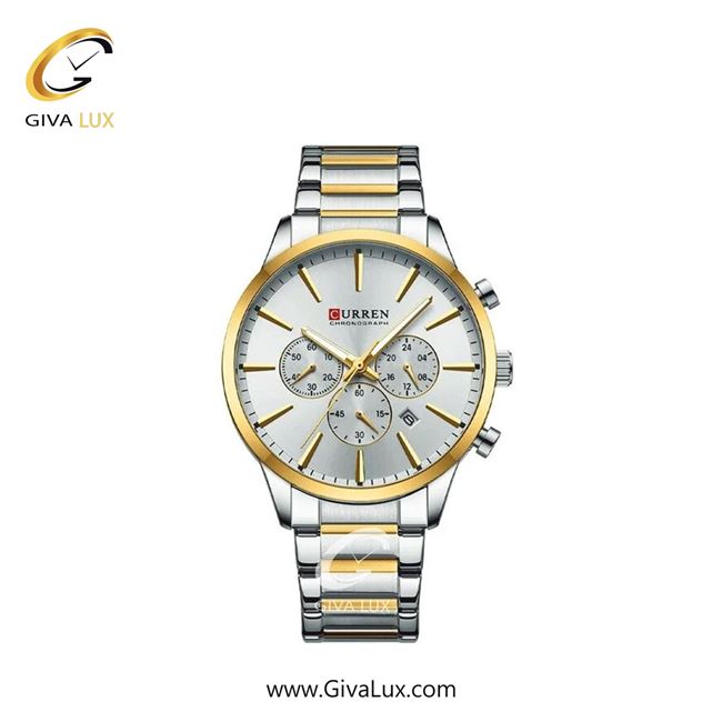 ساعت مچی اورجینال مردانه کارن (کورن) curren سه موتوره کرنوگراف نقره ای-طلایی | طلایی-نقره ای| نقره ای-طلایی| کد رفرنس 8435 S/G