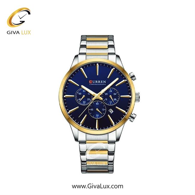 ساعت مچی اورجینال مردانه کارن (کورن) curren سه موتوره کرنوگراف نقره ای-طلایی | نقره ای-طلایی| آبی کاربنی-طلایی| کد رفرنس 8435 S/G/BE