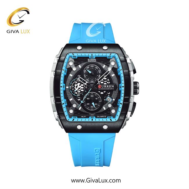 ساعت مچی اورجینال مردانه کارن (کورن) curren سه موتوره کرنوگراف نقره ای-مشکی | آبی| آبی| کد رفرنس 8442BUSL