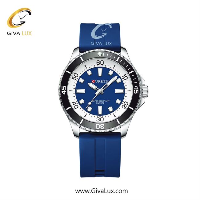 ساعت مچی اورجینال مردانه کارن (کورن) curren نقره ای | مشکی| سفید-آبی| کد رفرنس 8448BKBU