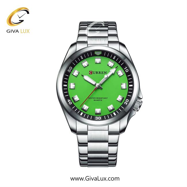 ساعت مچی اورجینال مردانه کارن (کورن) curren نقره ای | نقره ای| سبز| کد رفرنس 8451SLGN