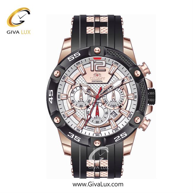 ساعت مچی اورجینال مردانه اورینت (کانتیننتال) | Orient (Continental) سه موتوره کرنوگراف رزگلد-مشکی | مشکی-رزگلد| رزگلد-نقره ای| کد رفرنس 139