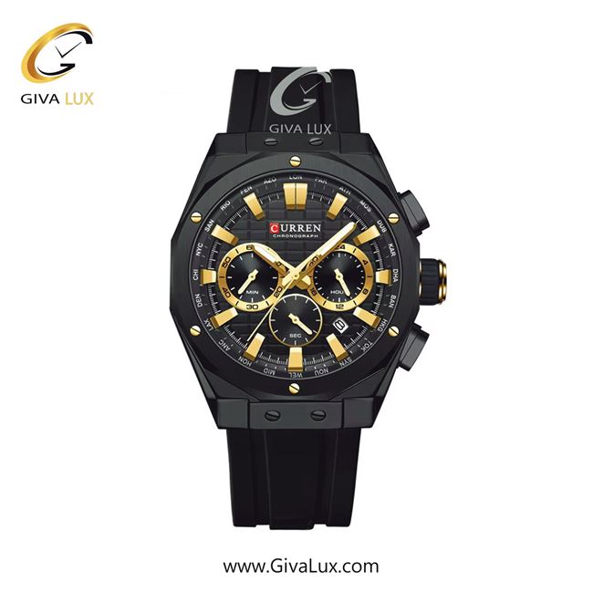 ساعت مچی اورجینال مردانه کارن (کورن) curren سه موتوره کرنوگراف مشکی | مشکی| مشکی-طلایی| کد رفرنس 8464BK