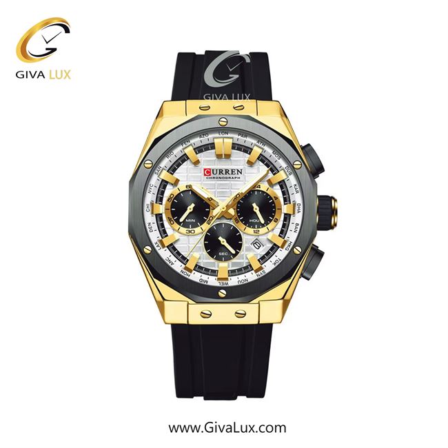 ساعت مچی اورجینال مردانه کارن (کورن) curren سه موتوره کرنوگراف طلایی | مشکی| طوسی| کد رفرنس 8464BKGD