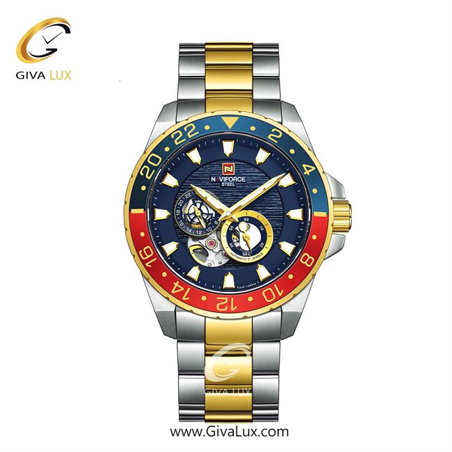 ساعت مچی اورجینال مردانه ناوی فورس|Naviforce|نوی فورس|نیوی فورس قرمز | نقره ای| آبی کاربنی| کد رفرنس NF1003