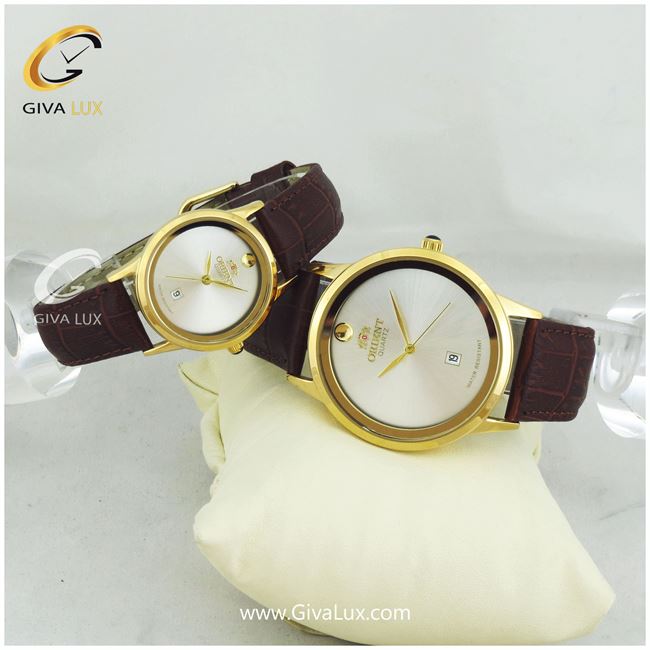 ست ساعت مچی اورینت بند چرمی قهوه ای