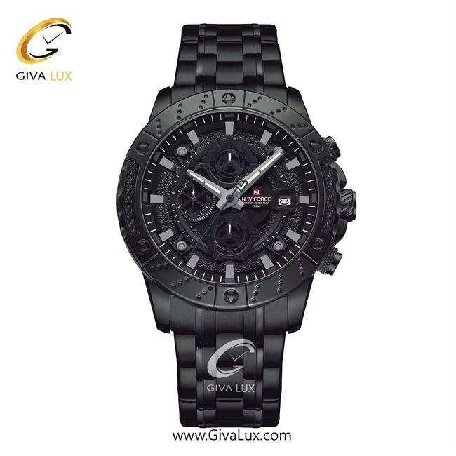 ساعت مچی اورجینال مردانه ناوی فورس|Naviforce|نوی فورس|نیوی فورس سه موتوره کرنوگراف مشکی | مشکی| مشکی| کد رفرنس NF9227