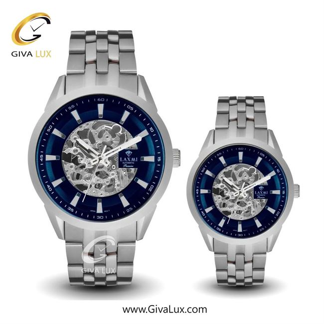 ساعت مچی اورجینال ست لاکسمی نقره ای | نقره ای| سرمه ای| کد رفرنس زنانه: 8514-4L ، مردانه: 8514-4G