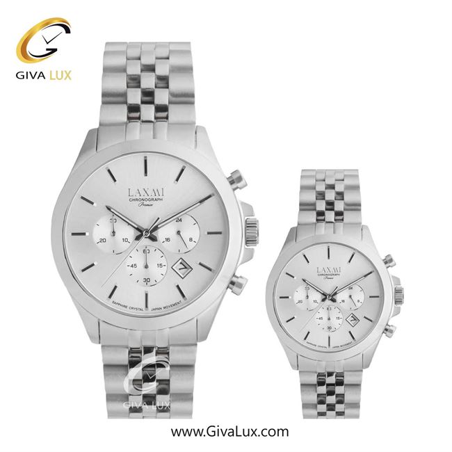 ساعت مچی اورجینال ست لاکسمی سه موتوره کرنوگراف نقره ای | نقره ای| نقره ای| کد رفرنس زنانه: 8517-1L ، مردانه: 8517-1G