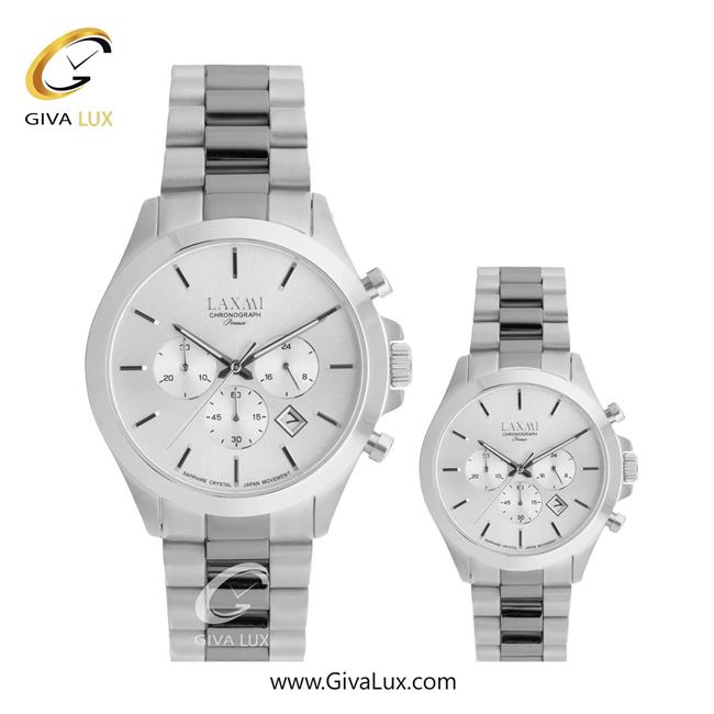 ساعت مچی اورجینال ست لاکسمی سه موتوره کرنوگراف نقره ای | تیتانیوم-نقره ای| نقره ای| کد رفرنس زنانه: 8517-6L ، مردانه: 8517-6G