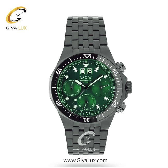 ساعت مچی اورجینال مردانه لاکسمی سه موتوره کرنوگراف تیتانیوم | تیتانیوم(زغالی)| سبز| کد رفرنس 4-8538
