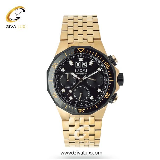 ساعت مچی اورجینال مردانه لاکسمی سه موتوره کرنوگراف مشکی-طلایی | طلایی| مشکی| کد رفرنس 5-8538