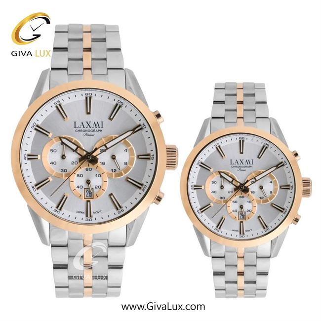 ساعت مچی اورجینال ست لاکسمی سه موتوره کرنوگراف رزگلد | رزگلد-نقره ای| نقره ای| کد رفرنس زنانه: 8543-14L ، مردانه: 8543-14G