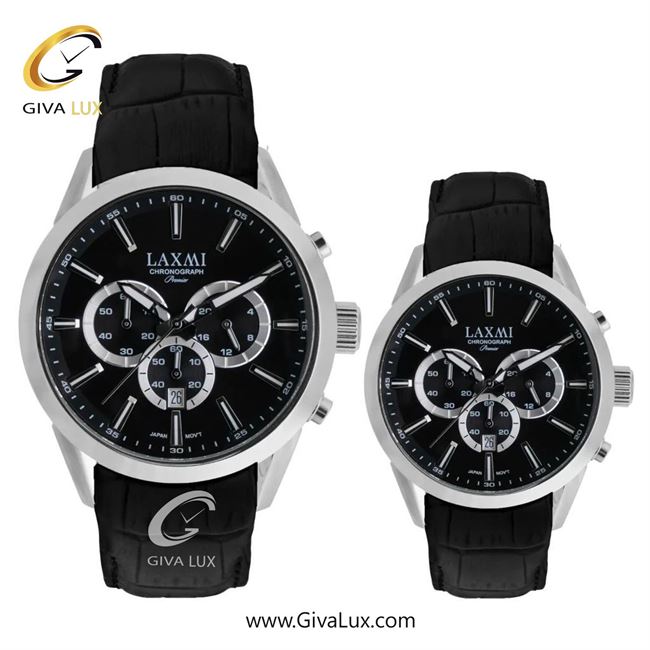 ساعت مچی اورجینال ست لاکسمی سه موتوره کرنوگراف نقره ای | مشکی| مشکی| کد رفرنس  زنانه: 8543-8L ، مردانه: 8543-8G