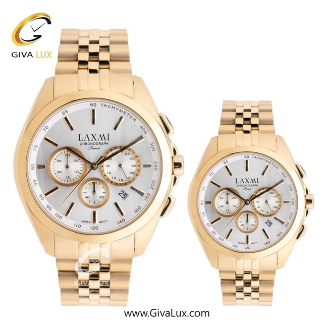 ساعت مچی اورجینال ست لاکسمی سه موتوره کرنوگراف طلایی | طلایی| نقره ای| کد رفرنس زنانه: 8544-17L ، مردانه: 8544-17G