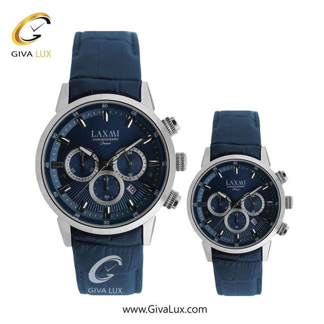ساعت مچی اورجینال ست لاکسمی سه موتوره کرنوگراف نقره ای | سرمه ای| سرمه ای| کد رفرنس زنانه: 8546-16L ، مردانه: 8546-16G