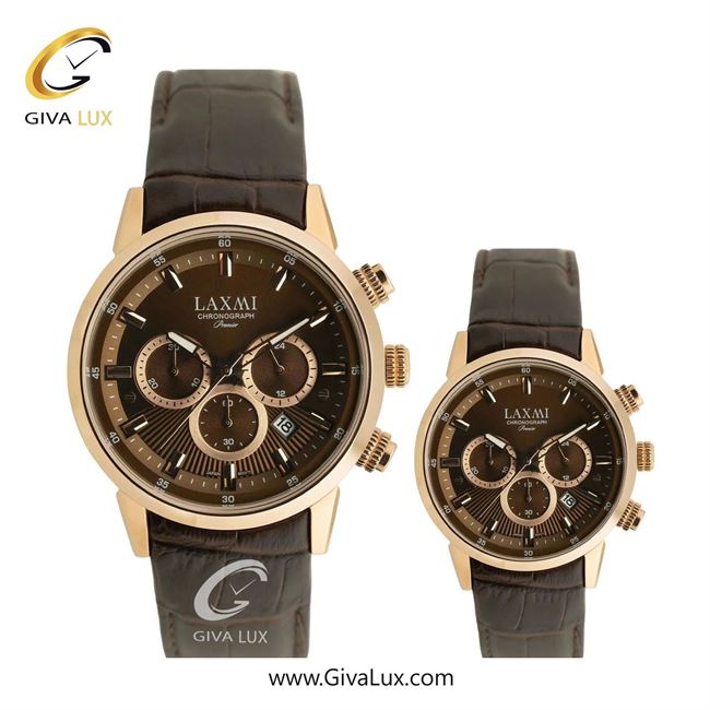 ساعت مچی اورجینال ست لاکسمی سه موتوره کرنوگراف رزگلد | قهوه ای| قهوه ای| کد رفرنس زنانه: 8546-18L ، مردانه: 8546-18G
