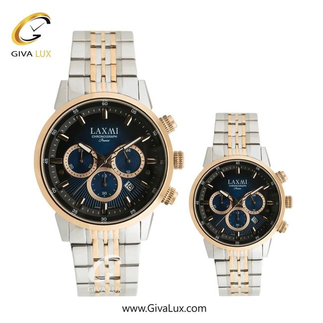 ساعت مچی اورجینال ست لاکسمی سه موتوره کرنوگراف رزگلد | رزگلد-نقره ای| سرمه ای| کد رفرنس زنانه: 8546-9L ، مردانه: 8546-9G