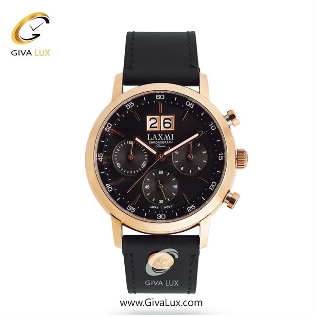 ساعت مچی اورجینال مردانه لاکسمی سه موتوره کرنوگراف رزگلد | مشکی| مشکی| کد رفرنس 3-8549