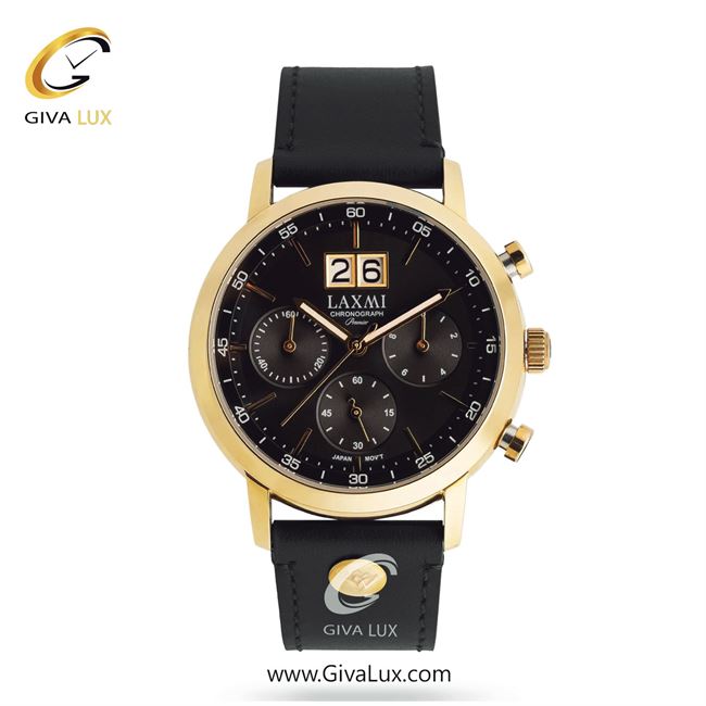 ساعت مچی اورجینال مردانه لاکسمی سه موتوره کرنوگراف طلایی | مشکی| مشکی| کد رفرنس 4-8549