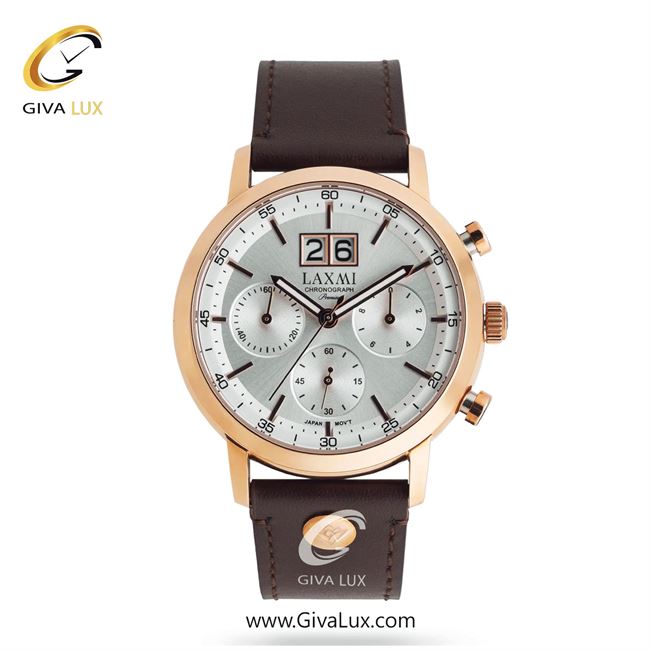 ساعت مچی اورجینال مردانه لاکسمی سه موتوره کرنوگراف رزگلد | قهوه ای| نقره ای| کد رفرنس 5-8549
