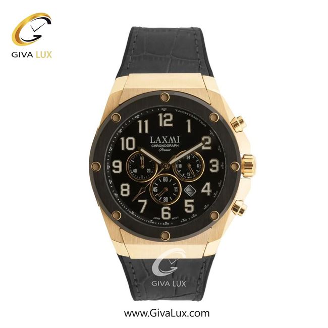 ساعت مچی اورجینال مردانه لاکسمی سه موتوره کرنوگراف طلایی-مشکی | مشکی| مشکی| کد رفرنس 8554-2