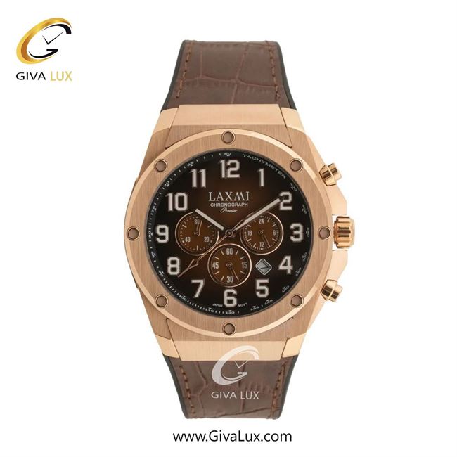 ساعت مچی اورجینال مردانه لاکسمی سه موتوره کرنوگراف رزگلد | قهوه ای| قهوه ای| کد رفرنس 8554-6