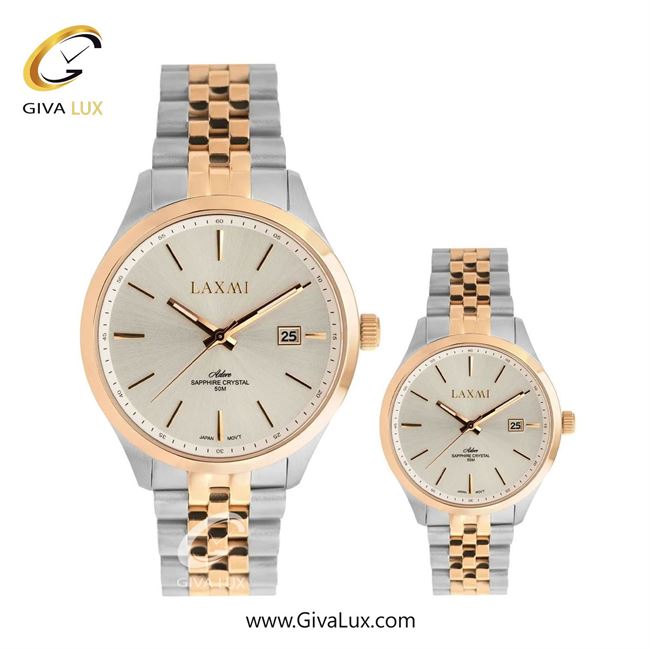 ساعت مچی اورجینال ست لاکسمی رزگلد | نقره ای-رزگلد| نقره ای| کد رفرنس زنانه: 8561-1L ، مردانه: 8561-1G